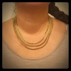 Triple Strand Snake chain necklace in goldtone